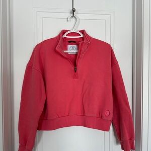 MPG Hot Pink Quarter-Zip Cropped Sweater